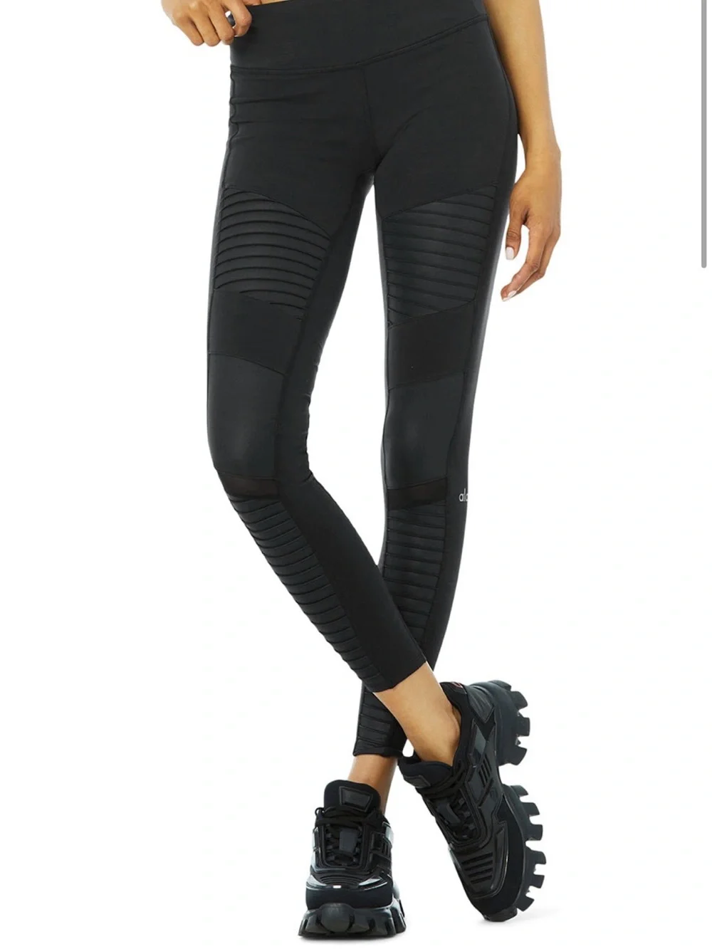 ALO Yoga Black High-Waist Moto-Panel Leggings